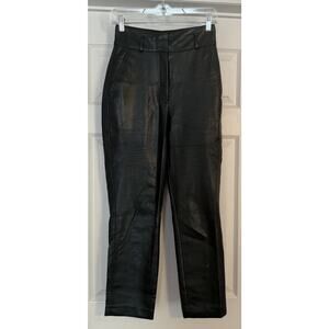 Babaton Aritzia Vegan Leather Pants Cropped Dark Green Sz 0 Butter Soft Cocktail